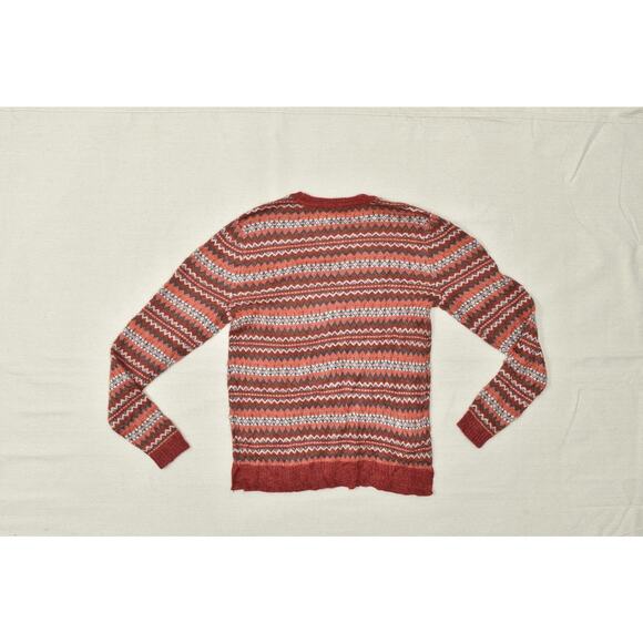 NEW LOFT NWT Fair Isle Zigzag Sweater Women's Regular Size M Red Brown Pullover - Picture 8 of 8